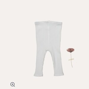 Cozy White Ribbed Kids Leggings